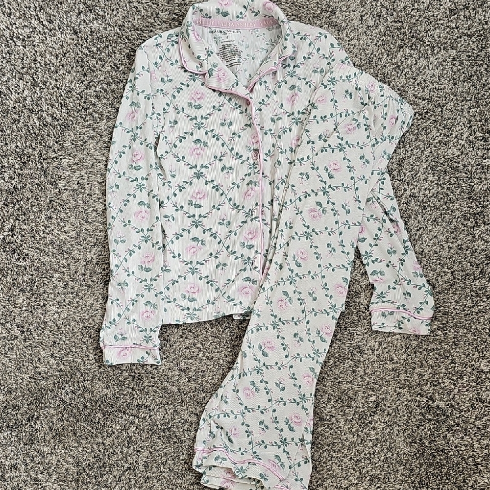Laura Ashley Floral Kids Pajama Set - Pink and White